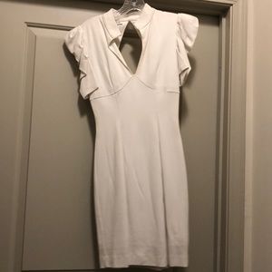 Bebe white puff sleeve dress